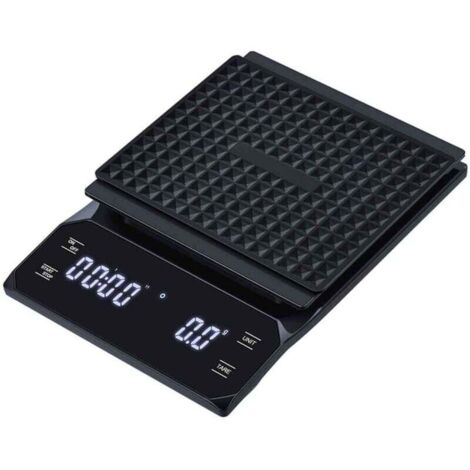 Wasserdichte digitale Küchenwaage mit Touchscreen, 3 kg, 0,1 g, mit Timer. Für Cafés, Bäckereien und Geschäfte – schwarz.