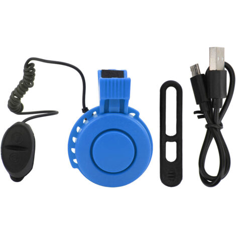 Wasserdichte elektrische Fahrradhupe, USB-aufladbar für Mountainbikes, Roller und Rennräder, blaue Lenkerklingel