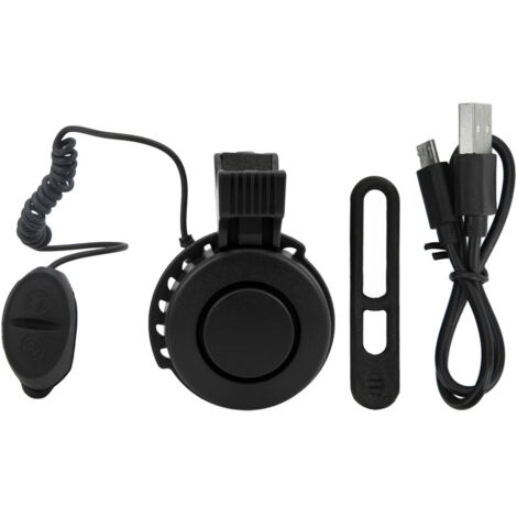 Wasserdichte elektrische Fahrradhupe, USB-aufladbar für Mountainbikes, Roller und Rennräder, schwarze Lenkerhalterung
