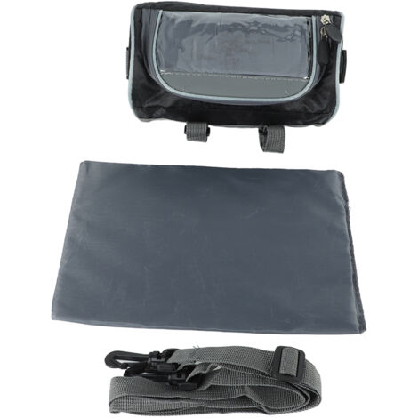 Wasserdichte Fahrradlenkertasche, Frontfach mit abnehmbarem Schultergurt für Handy und Navigationsgerät, schwarz