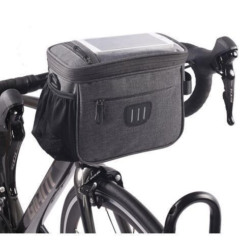 Wasserdichte Fahrradtasche für vorne mit Touchscreen und abnehmbarem Schultergurt zur bequemen Aufbewahrung des Mobiltelefons.