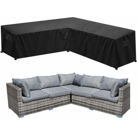 Wasserdichte Garten-Ecksofa-Abdeckung, 420D Oxford, staubdichte Gartenmöbel-Abdeckung, L-förmige Ecksofa-Abdeckung (27027087)