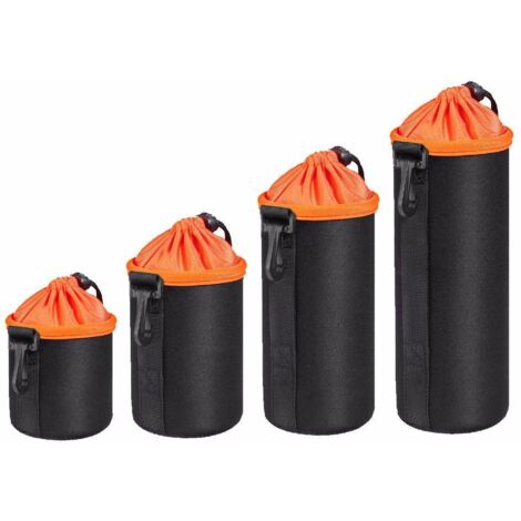 Wasserdichte Kameraobjektivtasche (orange) 4er-Pack, stoßfest, weich, DSLR