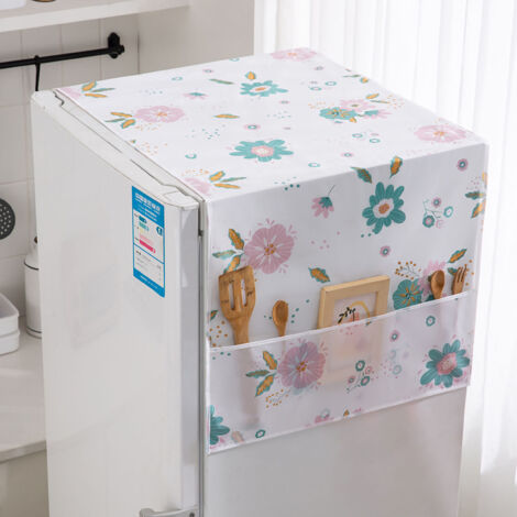Wasserdichte Kühlschrankabdeckung 130 x 55 cm – Staubschutzhülle mit Blumenmuster für die Küche