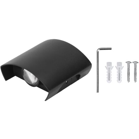 Wasserdichte LED-Außenwandleuchte aus schwarzem Aluminium, weißes Licht, 110–265 V, mit 2 LEDs für Tür, Garten oder Terrasse