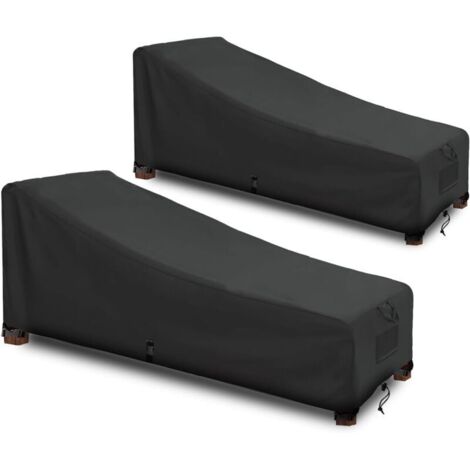 Wasserdichte Liegenabdeckung, Sonnenliegenabdeckung, 420D Oxford-Gewebe, Schwarz (208x76x79/41cm) - 2 Stück