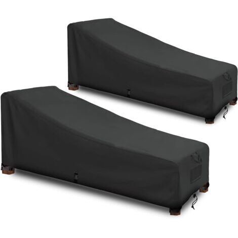 Wasserdichte Liegenhusse Sonnenliegenabdeckung Oxford-Gewebe 420D Schwarz (208x76x79/41cm)-2 Stück