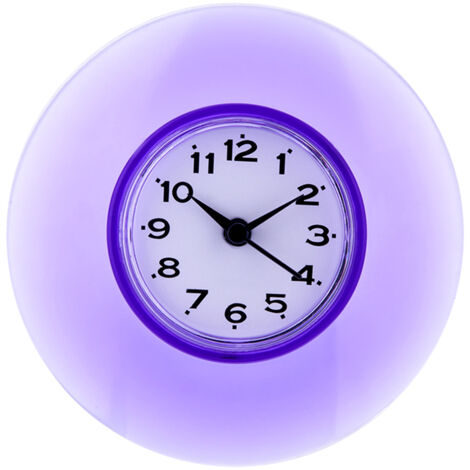 Wasserdichte, magnetische Wanduhr für Bad und Küche, dekorativ, mit violettem Quarzwerk