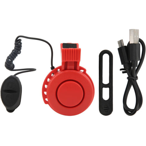 Wasserdichte, per USB aufladbare elektrische Fahrradhupe für Hybridräder, Mountainbikes, Roller und Lenker – Rot