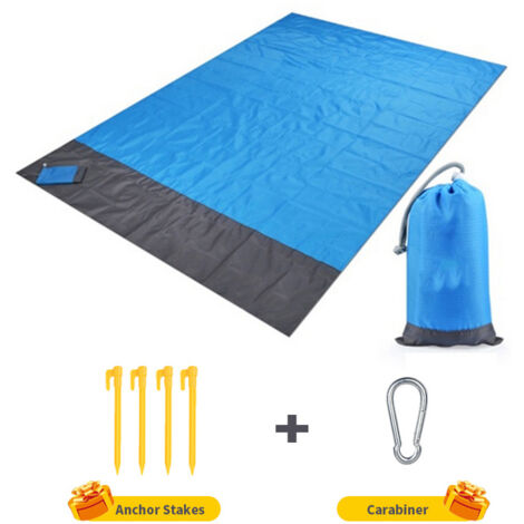 Wasserdichte Picknickdecke, sandfeste Strandmatte 210 x 200 cm, mit 4