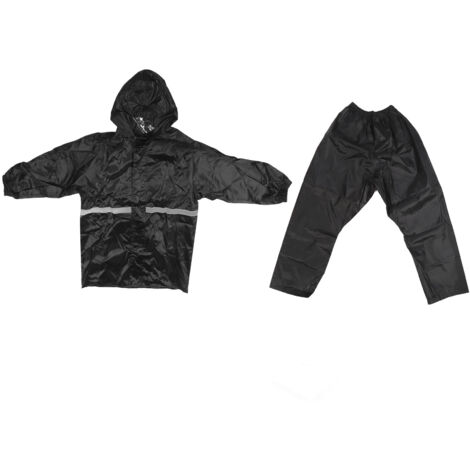 Wasserdichte Regenjacke und Regenhose aus Oxford-Gewebe zum Wandern und Jagen, Schwarz, Größe XL