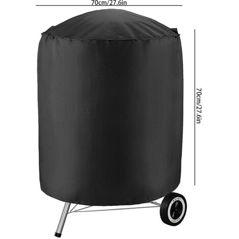 Wasserdichte, robuste und winddichte Grillabdeckung mit Befestigungsgurten, aus silberfarbenem Polyester-Taft 190, Größe 70x70x70cm, Farbe Schwarz, [1 Abdeckung]