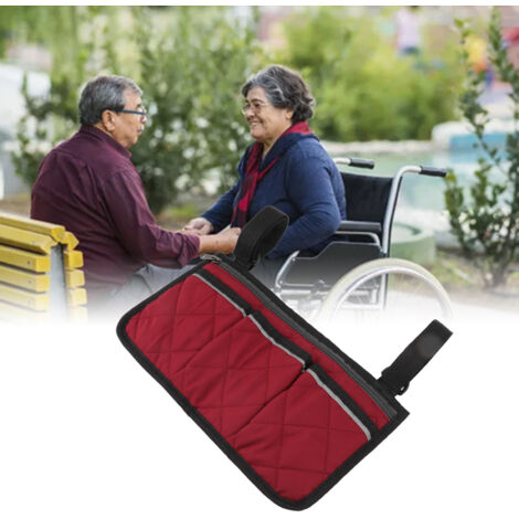 Wasserdichte Rollstuhl-Aufbewahrungstasche aus Polyester, multifunktionales Design mit mehreren Taschen, rote Farbe