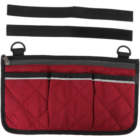 Wasserdichte Rollstuhltasche aus Polyester, multifunktionale Seitentasche für mobile Outdoor-Rollstühle, Mehrfachtaschen-Design, rot