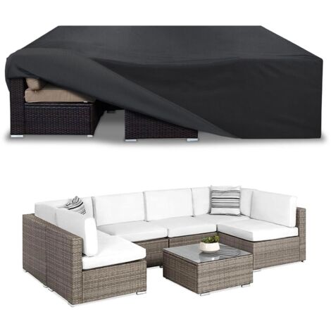 Wasserdichte Schutzhülle für Ecksofa 110in, Gartenmöbel-Schutz, Schwarz