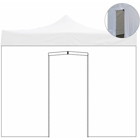 Wasserdichte Seitenplane 2x2m Weiß mit aufrollbarer Tür für Pavillon