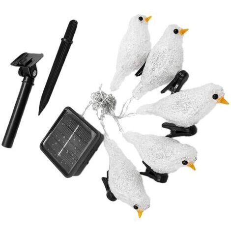 Wasserdichte Solar-Lichterkette aus Acryl mit 5 LEDs in Vogelform, ideal zur Dekoration eines Gartens oder einer Terrasse oder für eine Party.