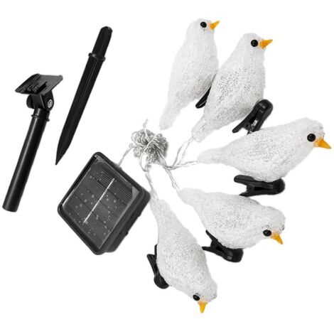 Wasserdichte Solar-Lichterkette mit 5 LEDs aus Acryl, Vogelmotiv, für Garten- oder Hofdekoration, Partydekoration