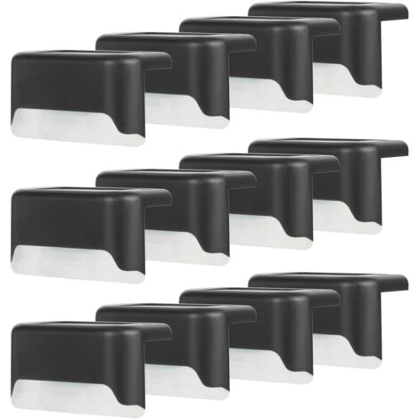 Wasserdichte Solar-Zaunleuchte, Solar-Terrassenleuchte, Treppenlampe, IP65 LED-Solar-Gartenleuchten für Terrassen-Treppenzäune (warmes Licht-Schwarz, 12 Stück)