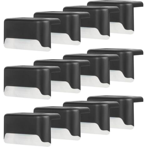 Wasserdichte Solar-Zaunleuchte, Solar-Terrassenleuchte, Treppenleuchte, IP65 LED-Solar-Gartenleuchten für Terrassentreppen und Zäune (Warmlicht-Schwarz, 12 Stück)