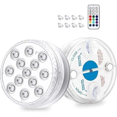 Wasserdichte tauchbare LED-Leuchte, IP68, mehrfarbige Unterwasser-Poolleuchten mit Fernbedienung, Badewannenleuchten für Aquarium, Badewanne, Schwimmbad, Garten, Wasserumgebung, Dekoration (2 Stück)