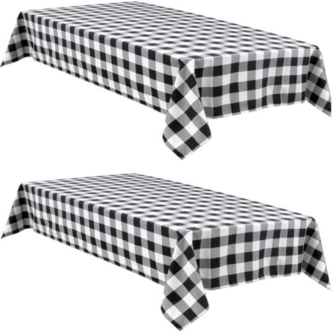 Wasserdichte Tischdecke mit Büffelkaromuster, 2er-Pack, 152 x 213 cm