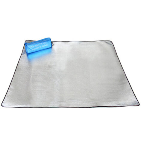 Wasserdichte, tragbare, doppelseitige Picknickdecke aus Aluminiumfolie und Perlbaumwolle, leicht, ideal zum Campen (200 x 150 cm).