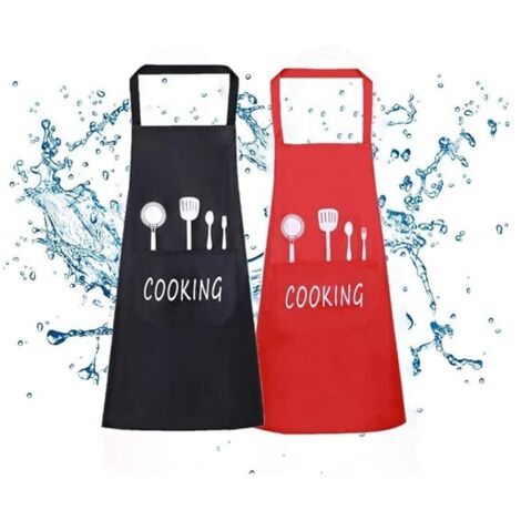 Wasserdichte Unisex-Küchenschürze für Damen und Herren, 2er-Pack, mit Taschen, ideal zum Kochen in Restaurants, bei der Arbeit oder beim Grillen.