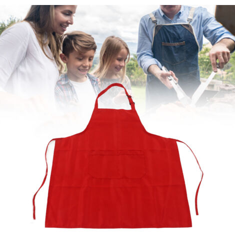 Wasserdichte, verstellbare und atmungsaktive Küchenschürze mit Taschen zum Grillen und Backen – 2-teilig, rot