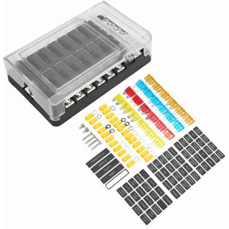Wasserdichter 12-fach-Sicherungskasten mit Minuspol und LED-Anzeige für Auto, Wohnwagen, Boot