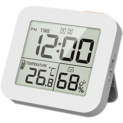 Wasserdichter digitaler Wecker, Thermometer-Hygrometer, Innenraum-Hygrometer, Temperatur- und Feuchtigkeitsmonitor, Sensoranzeige, XXW-LCD-Bildschirm
