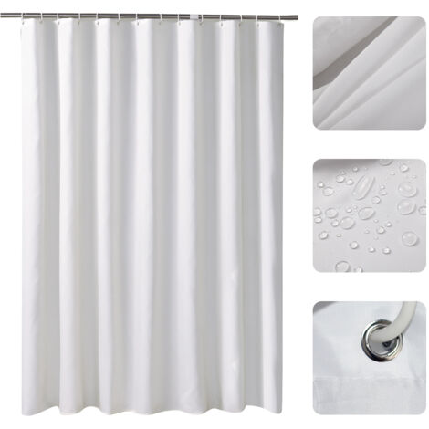 Wasserdichter Duschvorhang, 1-teilig, Polyester, schimmelresistent, Badezimmerzubehör, Schwarz/Weiß/Grau (Verschiedene Größen von 120x180cm bis 240x200cm, 8/10/12/16 Haken)