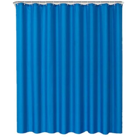 Wasserdichter Duschvorhang aus Polyester, blau, 80 x 180 cm, einfarbig, Duschvorhang für Badezimmer, Duschkabinenvorhang, Duschring