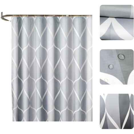 Wasserdichter Duschvorhang mit geometrischem Muster, 180 x 180 cm, Grau, Polyester