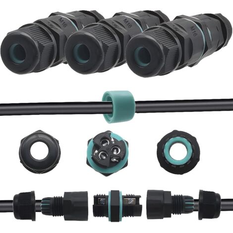 Wasserdichter elektrischer Steckverbinder, IP68 wasserdichte Box, 2-poliger/3-poliger wasserdichter Kabelverbinder, für Kabel mit 3-6 mm Durchmesser (3 Stück)