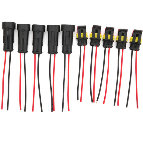 Wasserdichter Kfz-Elektrik-Steckersatz – 5 Sets (1/2/3-polig) mit Kabel