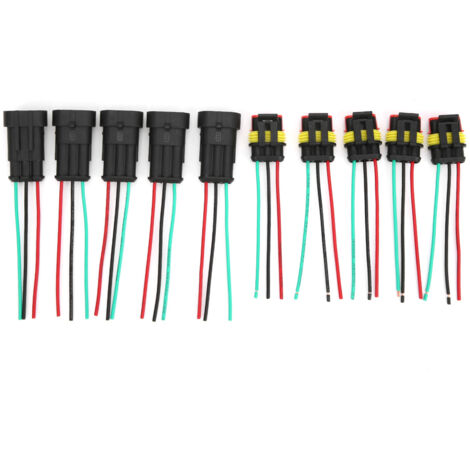 Wasserdichter Kfz-Elektrik-Steckverbindersatz – 5 Sets mit Kabel – 1/2/3-polig