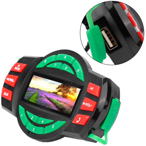 Wasserdichter Motorradlautsprecher, MP3-Player, Bluetooth, FM-Radio, USB-Ladegerät mit LCD-Bildschirm, 2 x 10 W