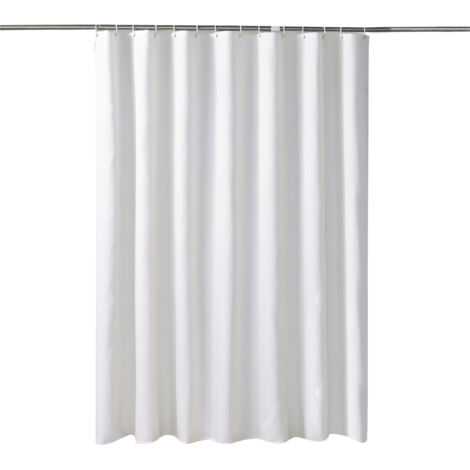 Wasserdichter, schimmelresistenter Duschvorhang, 1 Stück – 120 x 180 cm, Duschabtrennung für Badezimmer aus einfarbigem Polyester mit verstärkten Verschlüssen [Schwarz/Weiß/Grau]