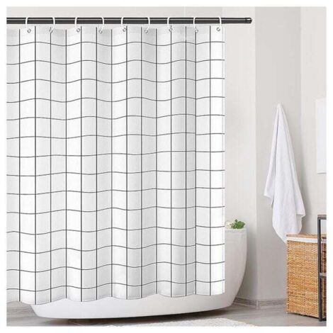 Wasserdichter, schnelltrocknender Duschvorhang, beschwerter Saum, waschbare Duschvorhänge aus Polyester, Badezimmervorhang mit 12 Haken, 180 x 200 cm