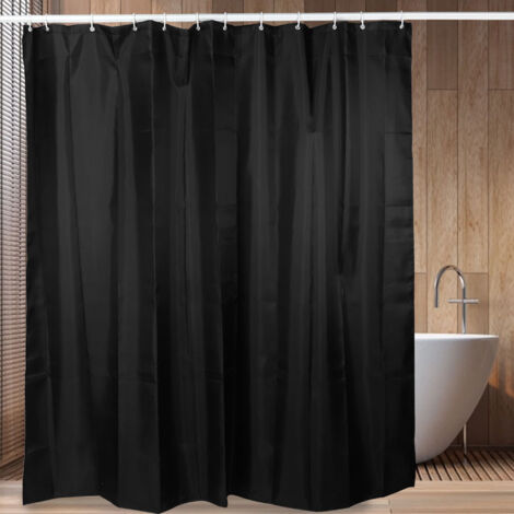 Wasserdichter schwarzer Duschvorhang 200x180cm mit Haken fürs Badezimmer