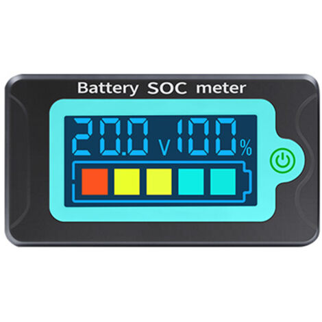 Wasserdichter SOC-Kapazitätsanzeiger für 8-100-V-Batterien, 12-V-, 24-V-, 36-V-, 48-V-, 60-V- und 72-V-Gleichstromvoltmeter, Tester für Lithium-Eisenphosphat- und Lithium-Polymer-Batterien