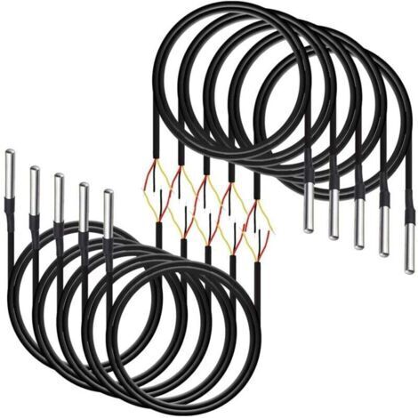 Wasserdichter Temperatursensor, 10 Stück, digitales Temperaturkabel (-55°C bis +125°C), 1 Meter / 3,2 Fuß.