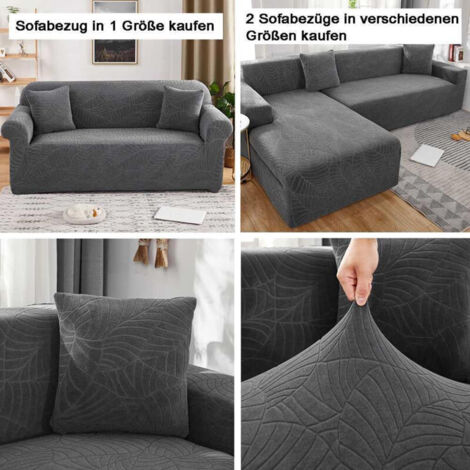 Wasserdichter und dehnbarer Ecksofabezug, universell für 1/2/3/4-Sitzer-Sofas (2-Sitzer, dunkelgrau)