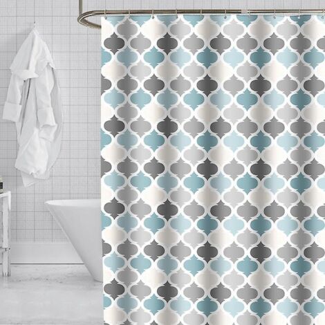 Wasserdichter und schimmelresistenter Duschvorhang (120 x 180 cm) mit geometrischem Druckmuster und 12 Haken