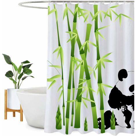 Wasserdichter, waschbarer und schimmelresistenter Duschvorhang für Badezimmer - mit 12 Haken, Polyester, Panda, 180X180cm