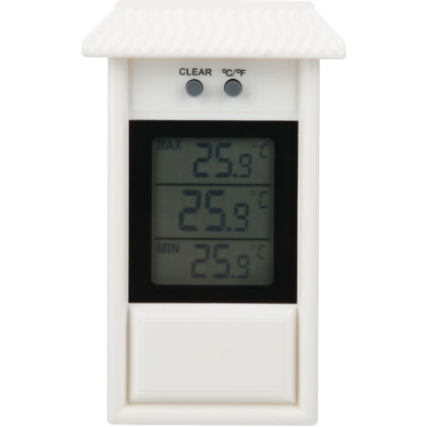 Wasserdichtes digitales Außenthermometer – Weiße Temperaturanzeige mit Haken