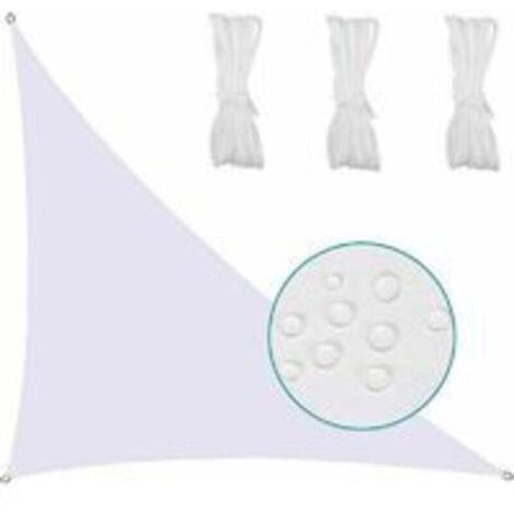 Wasserdichtes dreieckiges Sonnensegel mit gespannter Leinwand, UV-Schutz, wetterfester, wasserdichter Stoff, schnelltrocknend, für Gärten, Parks, Rasenflächen, 3 x 3 x 3 m, weiß STOL