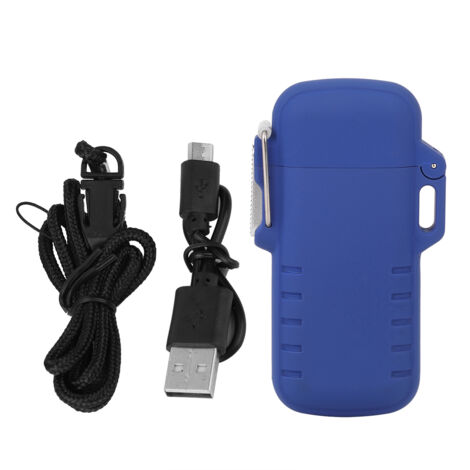 Wasserdichtes elektronisches USB-Feuerzeug mit Doppelbogen für Herren – Blaues Geschenk