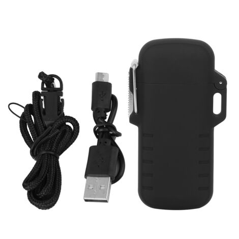 Wasserdichtes elektronisches USB-Feuerzeug mit Doppelbogen für Herren – Ideales Geschenk (schwarz)